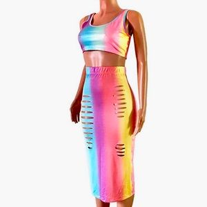 Two piece skirt set colorful